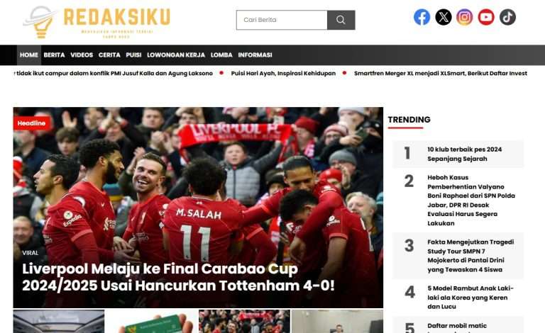 Laman depan web www.redaksiku.com