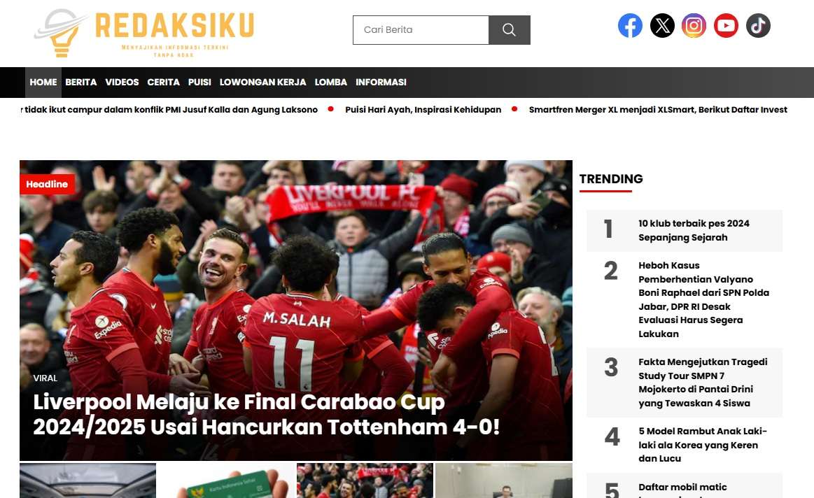 Laman depan web www.redaksiku.com