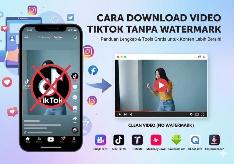 ilustrasi cara download video tiktok tanpa watermark dengan tools gratis