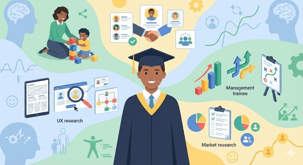 ilustrasi prospek karir lulusan s1 psikologi selain jadi psikolog seperti ux researcher dan management trainee