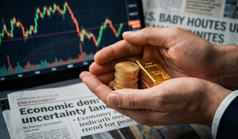 olustrasi emas sebagai lindung nilai aset di tengah ketidak pastian ekonomi global