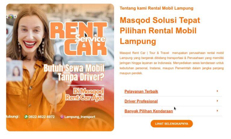 iklan masqod rent car lampung sewa mobil lepas kunci dan driver profesional pilihan kendaraan lengkap