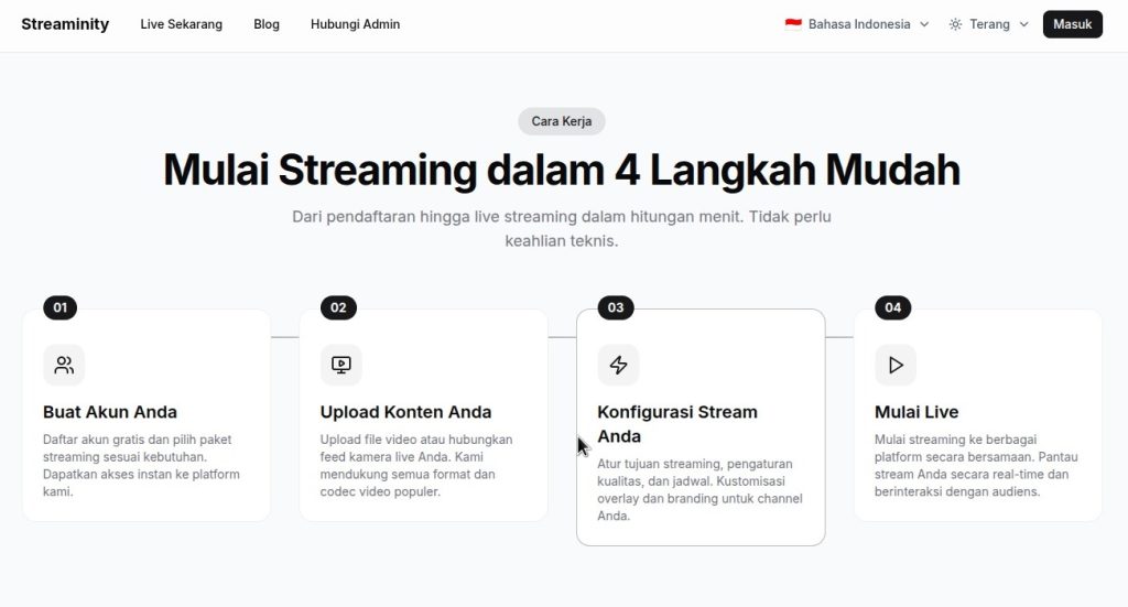 Panduan 4 langkah mudah cara live streaming di platform streaminity dari buat akun hingga mulai siaran langsung