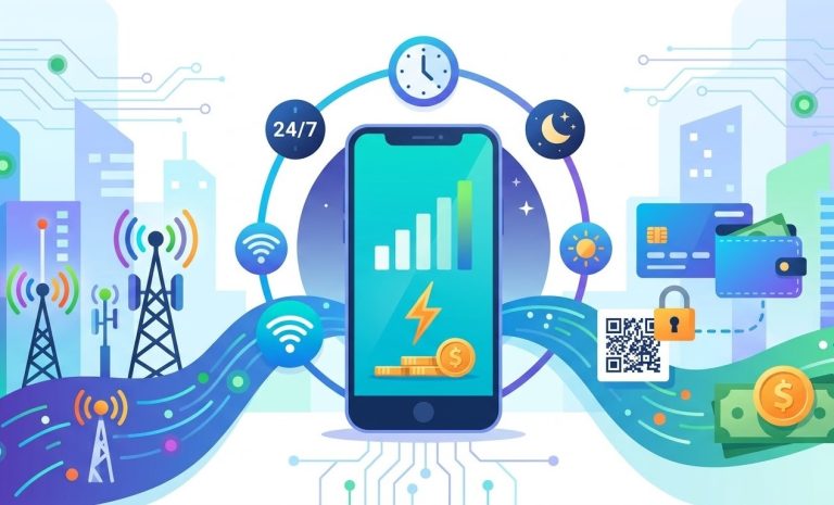 ilustrasi isi pulsa dan top up pulsa online praktis melalui smartphone