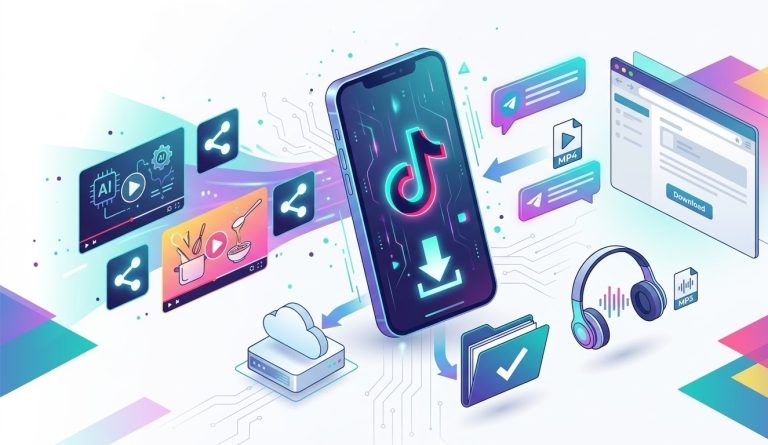 ilustrasi simpan video tiktok tanpa watermark dan audio mp3 tahun 2026