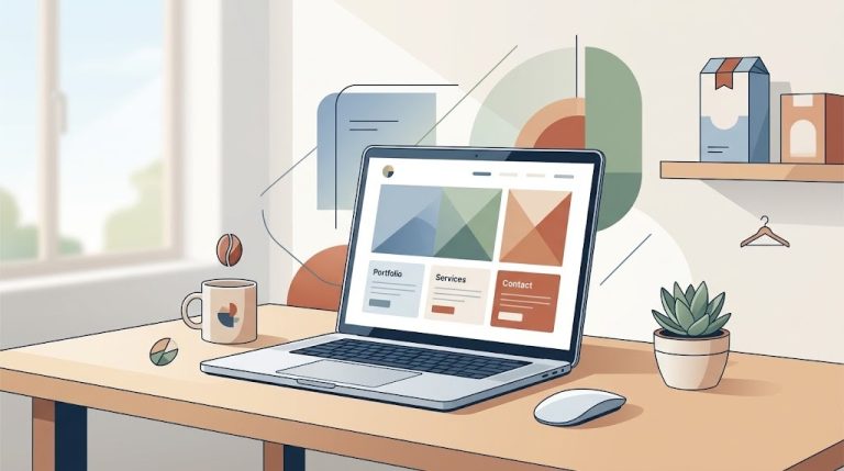 laptop menampilkan desain website profesional untuk digitalisasi umkm medan algotech
