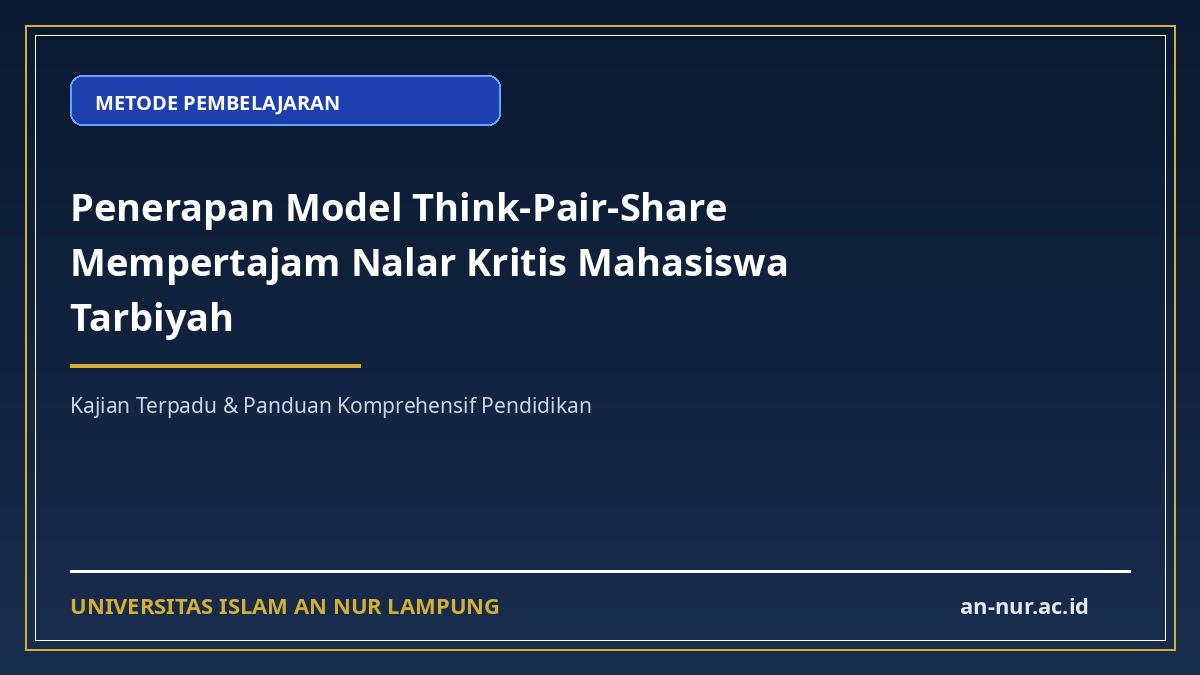 Penerapan Model Think-Pair-Share Mempertajam Nalar Kritis Mahasiswa Tarbiyah