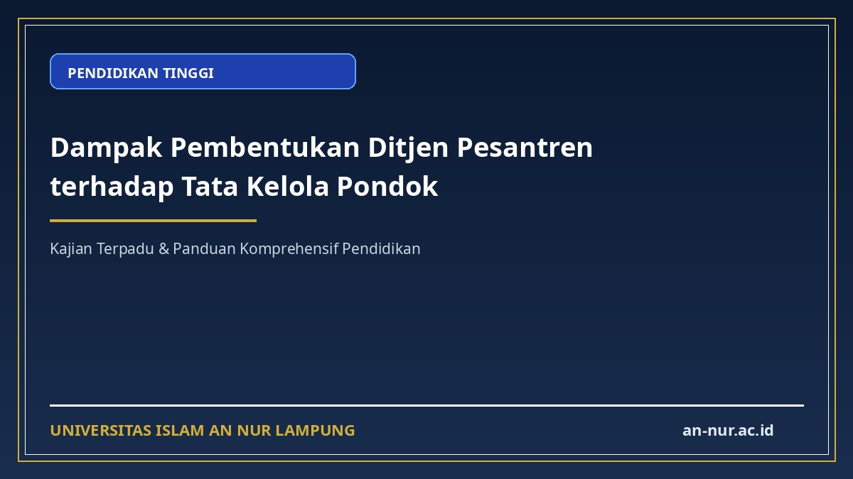 Dampak Pembentukan Ditjen Pesantren terhadap Tata Kelola Pondok