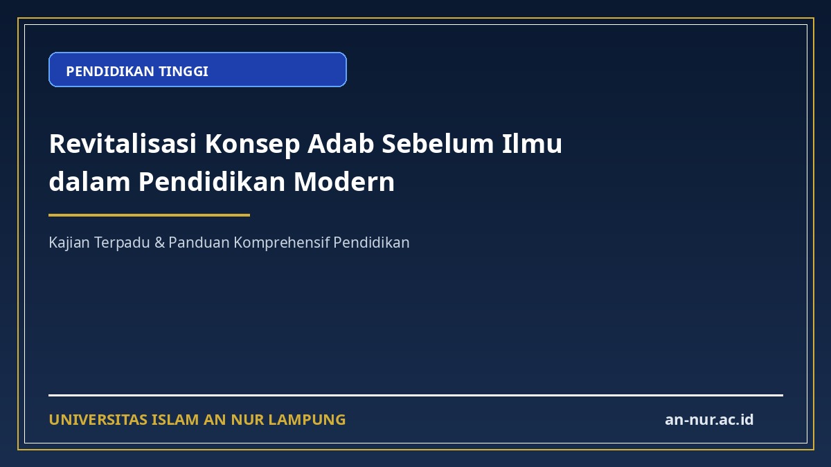 Revitalisasi Konsep Adab Sebelum Ilmu dalam Pendidikan Modern