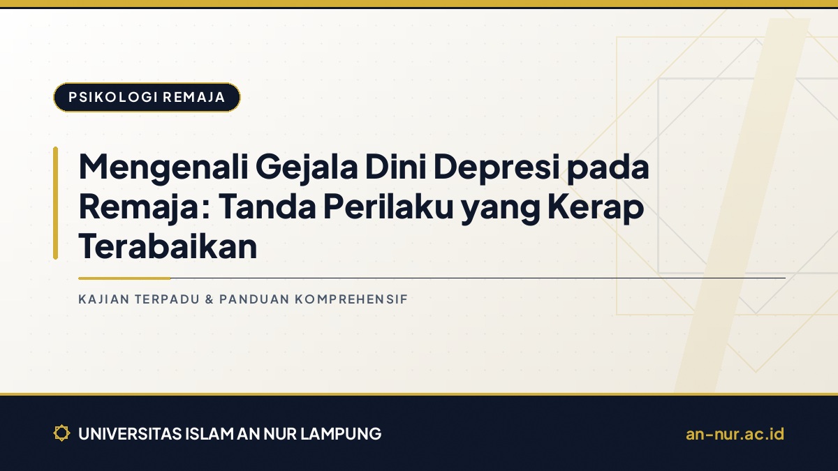 Mengenali Gejala Dini Depresi pada Remaja: Tanda Perilaku yang Kerap Terabaikan